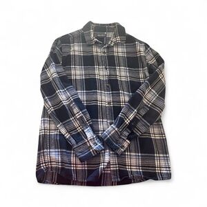 Eddie Bauer Shirt Button Up Blue Plaid Cotton Flannel Cabincore Mascline Sz S